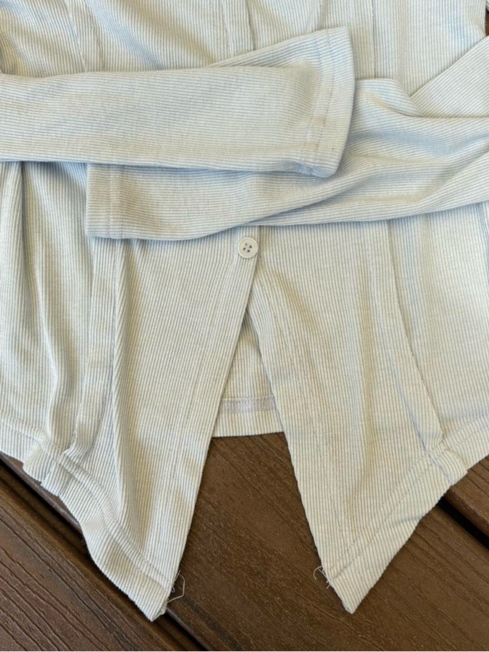 Light Blue Ribbed Long-Sleeve Button Front Top - Picture 5 of 5